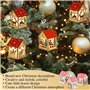 Sosayet Décoration en Bois de Sapin de Noël - 3 Pièces de Maison de Noel Lumineuse avec Ficelle - Village de Noel Lumineux - Dec