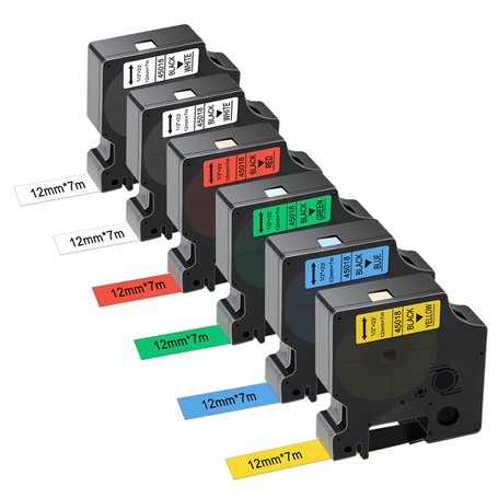 Gigmeta Lot de 6 Compatible avec Dymo D1 Ruban 12mm x 7m Compatible avec Dymo Labelmanager PNP/160/210D/280/350/420P/450D/500TS