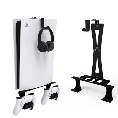 Support Mural pour PS5/PS5 Slim/PS5 Pro - Support Console PS5/PS5 Slim/PS5 Pro avec Support Manette et Casque - Accessoire PS5 e