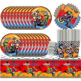 Lot de 61 ustensiles de fête Motorcycle pour anniversaire d'enfant