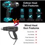 Decapeur Thermique Sans Fil pour Batterie Makita 18V,350W 122 ℉-1022 ℉ Pistolet à air chaud à Chauffage Rapide Avec Affichage Nu