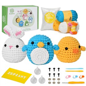 Kit de Crochet Zepiany pour Débutants - Tutoriels Vidéo en Français - Amigurumi Animaux - Kit de Démarrage avec Tout le Nécessai