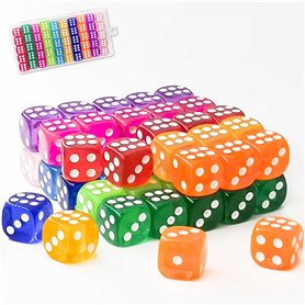 WUGAUWOR Lot de 50 dés colorés de 14 mm avec boîte en Plastique Portable