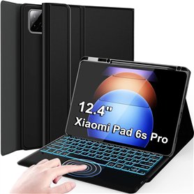 Nanhent Rétroéclairé Clavier Coque pour Xiaomi Pad 6S Pro (2024) 12.4 Pouces Tablette