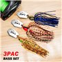 TABKSOLA ChatterBait, leurres Spinners préinstallés, kit d'appâts Basses avec Plaquettes métalliques, Convient pour Les Basses, 