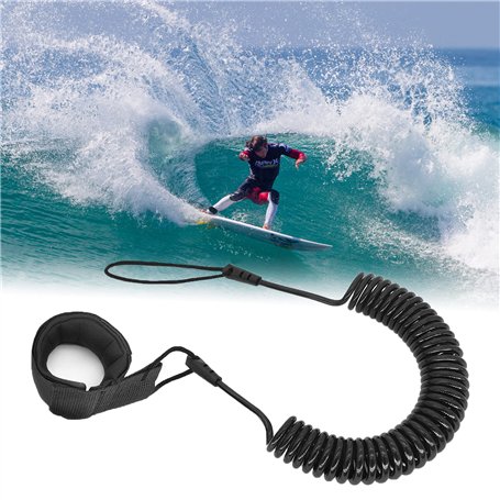 Generic 10 Pieds Sup Leash Coiled Laisse De Cheville 5.5mm Cordon de Sécurité Surf Leash en TPU Leash Paddle Corde De Pied De Re