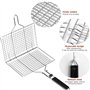 Panier à Rôtir à Poisson, Panier de Barbecue en Acier Inoxydable, Pliable, Portable, Accessoires Inoxydables Panier pour Barbecu