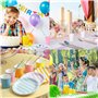 6 couleurs au hasard Lot de 60 gobelets en carton - 250 ml - Multicolores - Biodégradables - Jetables - Pour mariage, enfants, b