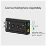 USB 2.0 Virtual 7.1 Channel Adaptateur audio stéréo Carte son externe, avec ports audio et microphone de 3,5 mm, amplificateur i