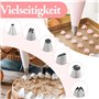 Lot de 100 poches à douille + 6 douilles + 1 coupleur à gâteau pour douilles + 1 brosse de nettoyage - Grande poche à douille pr
