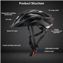 Casque de vélo avec lumière LED - Casque de VTT - Casque de ville - Unisexe - Taille réglable - Respirant - Casque de VTT pour h
