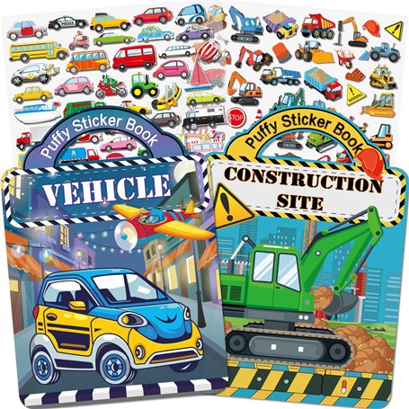 Elfew Lot de 2 Livre d'Autocollants 3D pour Enfants âgés de 2
