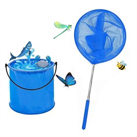 Filets télescopiques à papillons - Filets de pêche extensibles avec seaux d'eau pliables pour attraper les crabes
