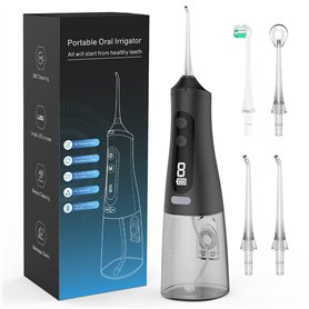 Hydropulseur pour nettoyage des dents - 9 modes - Irrigateur buccal rechargeable - 4 embouts - Batterie puissante - Pics dentair