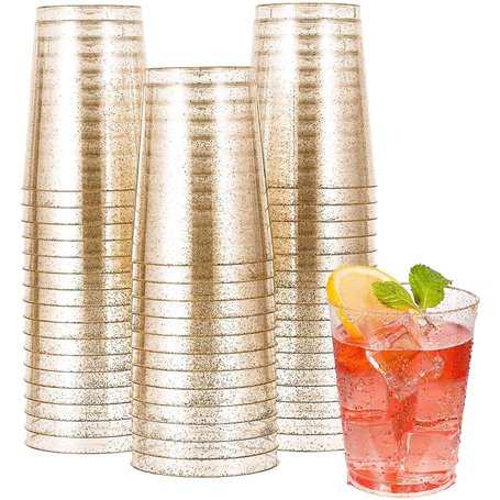 KAHEIGN 50 Pièces Paillettes D'or Tasses en Plastique