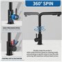 Zhufas Robinet Cuisine, Mitigeur Cuisine, Robinet de Cuisine avec Douche Extractible, Robinet Cuisine Noir en Acier Inoxydable, 