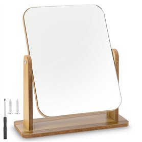 Zhufas Petit miroir sur pied - En bois - Rotation à 360 ° - 25 x 22 cm - Pour coiffeuse