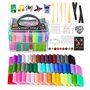 Zaxiva 50 Couleurs Pâte Polymère Pâte à Modeler Argile Bricolage Douce