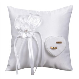 YUNCHONGuk Coussin pour alliances de mariage - En forme de cœur - Coussin pour alliances - Blanc - 20 x 20 cm
