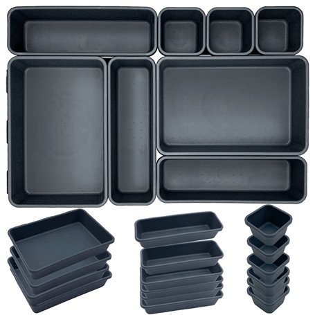 JinPhon Lot de 24 Organisateur Tiroir Cuisine Plateaux Rangement de Tiroir Séparateurs de Tiroir en Plastique Très Profond