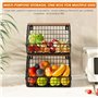 Mokaskaidj Corbeille a Fruit, Panier a Fruit de Mural, Empilable et Montable au Mur avec Couvercle en Bois und 4 Crochets pour F