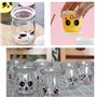 Flliberté 10 Pot de Yaourt vide, Pot de Yaourt en Verre avec Couvercle hermétique, petit Pot de Yaourt emoticone pour Multicuise