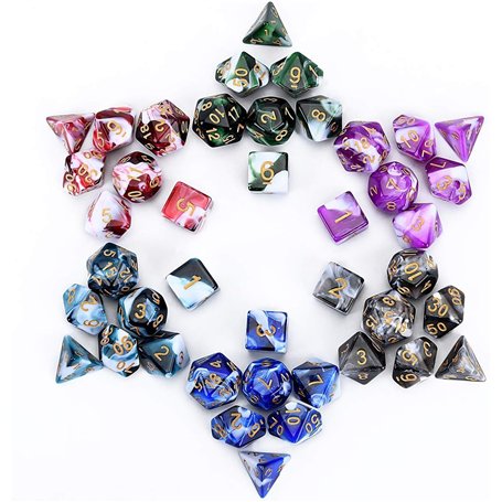 FLASHOWL Jeu de Dés Polyédriques Jeux de Table Dés 6 Jeux de Dés 6 x 7 Série de Matrices D20