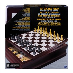 SpinMaster – Coffret en Bois 10 Jeux – Collection de Jeux Classiques