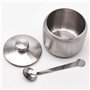 Yueser Sucrier en Acier Inoxydable, 2pcs Petit Bol à Sucre Pot à Épices avec Couvercle et Cuillère pour Maison et Cuisine Sel Su