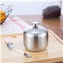 Yueser Sucrier en Acier Inoxydable, 2pcs Petit Bol à Sucre Pot à Épices avec Couvercle et Cuillère pour Maison et Cuisine Sel Su