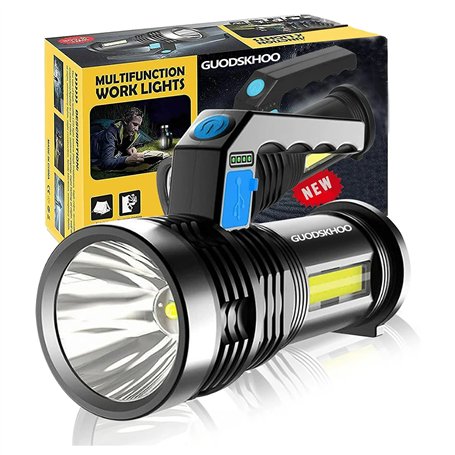 GUODSKHOO Lampe Torche Puissante Rechargeable Lampe de Poche 4 Modes Imperméable à l'eau Portable Torches de Travail Lampe pour