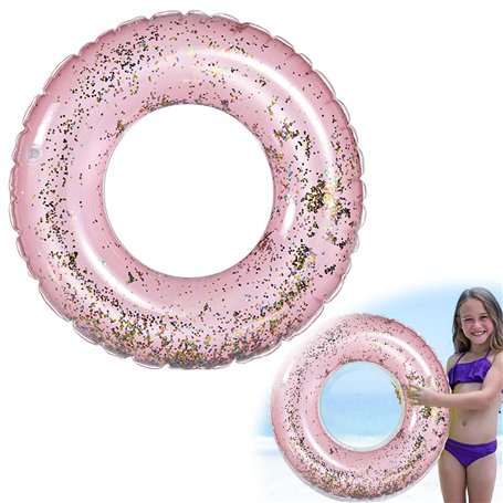 LUMOOM Bouée de natation gonflable avec paillettes - En PVC transparent - Pour adultes - Piscine