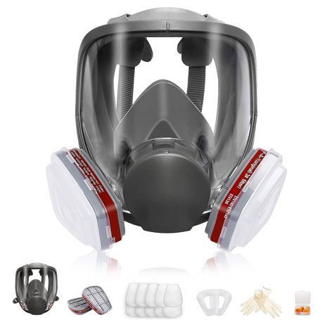 Masque respiratoire intégral réutilisable – Respirateur chimique de poussière de gaz organique avec filtres supplémentaires pour