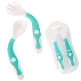Ustensiles De Bébé Cuillère Fourche avec voyage Safe Case Toddler Bébés Enfants Alimentation Cuillère D'entraînement Easy Grip P