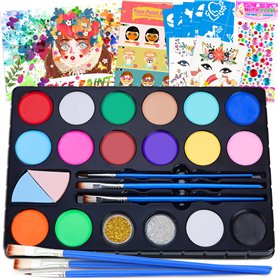 Chennyfun Palette de Maquillage Enfants Kit Licornes de Peinture pour Le Visage-16 Grandes Peintures