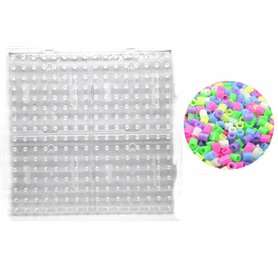 Hama Maxi - 4 Plaques de Broche à Assembler Pour Perles de 10 mm + 25 Perles Lumineuses HPT 10 mm (Glow in the Dark)