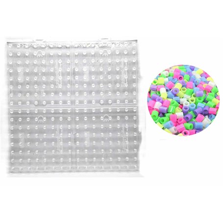 Hama Maxi - 4 Plaques de Broche à Assembler Pour Perles de 10 mm + 25 Perles Lumineuses HPT 10 mm (Glow in the Dark)