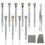 10 Pièces Tournevis Precision Réparation Outils Kit Horloger avec Pincettes Chiffon Et Sac De Rangement