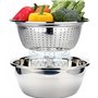 MAOYUAN Edelstahl Seiher und Schüsselset Passoire Inox 2 Pièces Passoire avec Bol de Cuisine en Acier Inoxydable Saladier Passoi