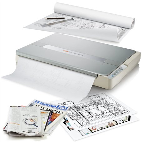 Plustek OS1180 Scanner à plat pour graphiques et documents au format A3 - Conception adaptée aux bibliothèques
