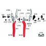 FELCO 16 Sécateur de jardin pour gauchers n° 16 (sécateur compact, pour mains moyennes, coupe ø 20 mm), Argent/Rouge