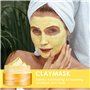 3 Pièces Masque d'Argile, Masque Visage au Curcuma-Masque d'Argile au thé Vert -Masque de Boue aux Minéraux de la Mer Morte, Kit