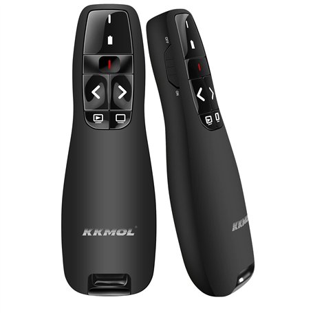 KKMOL Télécommande sans fil USB avec pointeur rouge pour présentation de PowerPoint utilisation scolaire ou professionnelle Noir