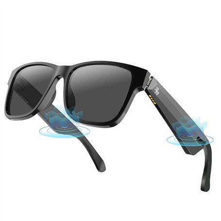 OBEST Lunettes Bluetooth Intelligentes Lunettes de Soleil Audio Sans fil pour Assistant Vocal Lunettes anti UV Unisexe pour Les