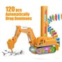 OBEST 4 en 1 Jouets Voiture d'ingénierie Domino, 120P Train de Rallye avec Lumière et Son, Placement Automatique des Blocs de Do