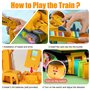 OBEST 4 en 1 Jouets Voiture d'ingénierie Domino, 120P Train de Rallye avec Lumière et Son, Placement Automatique des Blocs de Do