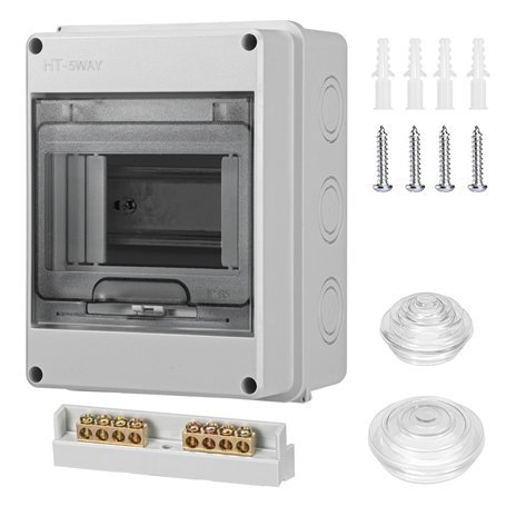 MumdoYAL coffret Electrique Etanche，IP65 avec 1 rangée de 5 modules，tableau electrique，boitier etanche electrique exterieur，pour