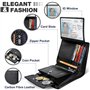 WONSEFOO Portefeuille en Cuir Carbone pour Hommes Bloquant RFID avec 11 Emplacements | Vertical à Trois Volets | Cadeaux de Noël