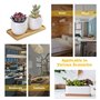 TsunNee Lot de 3 plateaux en bambou, soucoupe rectangulaire, support de pot de fleurs, plateau de service en bois, dessous de ve