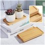 TsunNee Lot de 3 plateaux en bambou, soucoupe rectangulaire, support de pot de fleurs, plateau de service en bois, dessous de ve